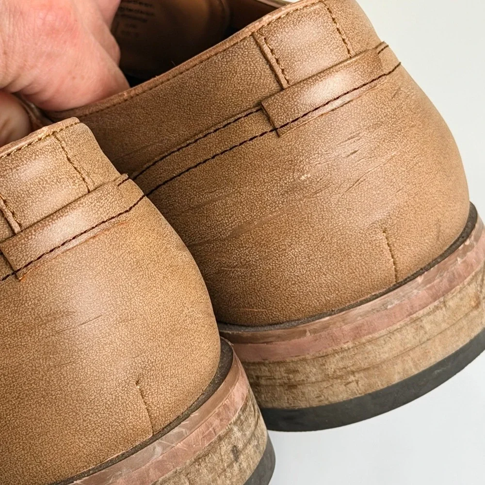 Hawker Rye Abuelo Dress Shoes Mens 11.5 Tan Beige Derby Oxford Office Business